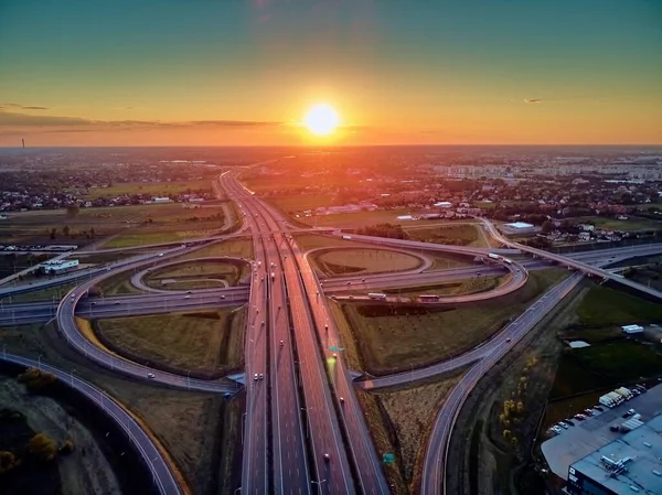 Een Prachtig Panoramisch Uitzicht Zonsondergang Snelweg Langs Zuidelijke Ringweg Van — Stockfoto