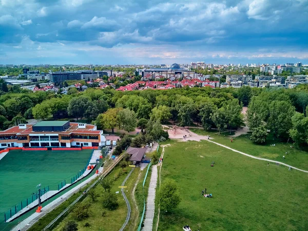 Een Prachtig Panoramisch Uitzicht Zonsondergang Een Fantastische Meidag Avond Szczesliwice — Stockfoto