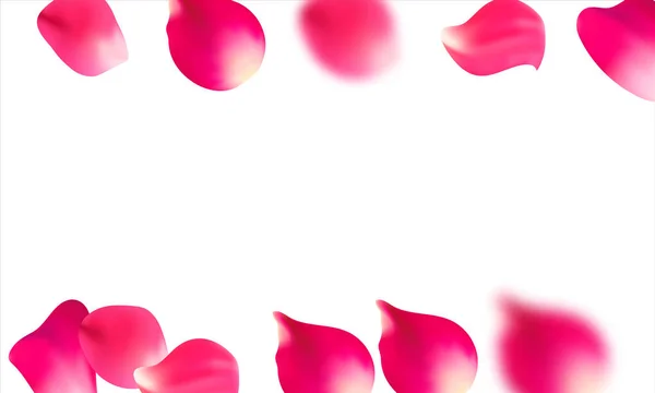 Rózsaszín hulló szirmok. Rózsa virág pasztell háttér. — Stock Vector