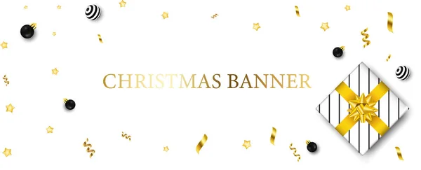 Bono de invierno banner hermoso diseño para la decoración de la invención vale. Tarjeta de felicitación de madera con árbol de Navidad y caja de regalo. Vector de cupón de descuento ilustración . — Archivo Imágenes Vectoriales