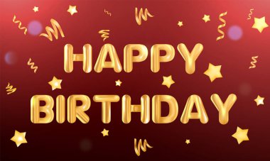 Mutlu yıllar kartpostal yıldönümleri. Gerçekçi tebrik kartı vektör çizimi. Konfeti hediye kartı parti metnini sunar.