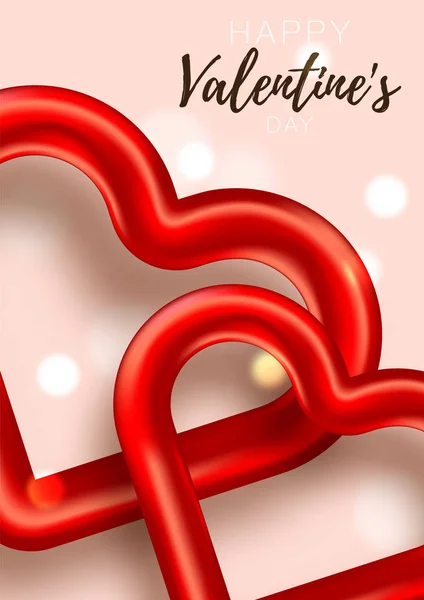 Tarjeta de San Valentín. Día romántico fondo cartel de amor a la promoción. Banner de venta con corazones y regalos. Oferta especial para un día romántico . — Vector de stock