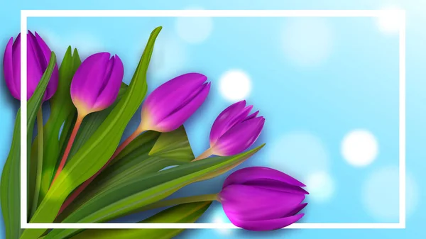 Merhaba April bahar lale kuponu. Kadın Günü için renkli afiş arkaplanı.