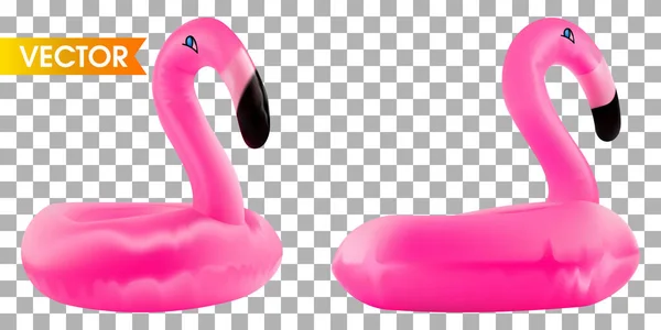 Realistický plameňský bazén nafukovací hračka. Tropické letní pták na izolovaném pozadí. Float flamingo. — Stockový vektor