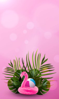 Tropical leaves. Jungle background flower and palm. Vector jungle illustration. Colorful collection