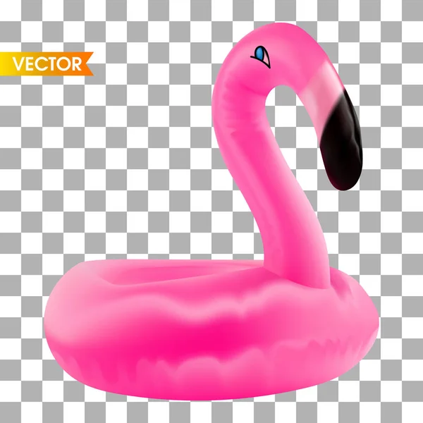 Jouet de piscine gonflable oiseau tropical. Oiseau d'été sur fond blanc isolé. Flamant rose 3D réaliste . — Image vectorielle