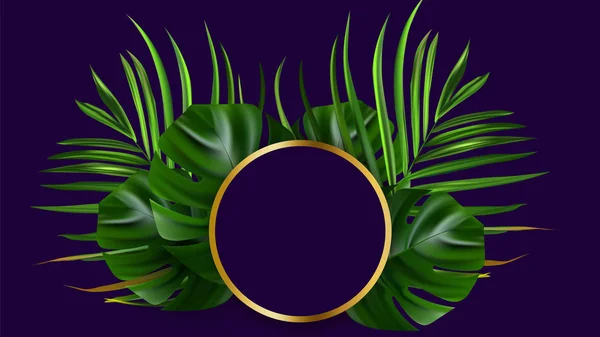 Fleur tropicale. Palmier de jungle et fond tropique. Illustration florale vectorielle Bannière fleur tropicale verte . — Image vectorielle