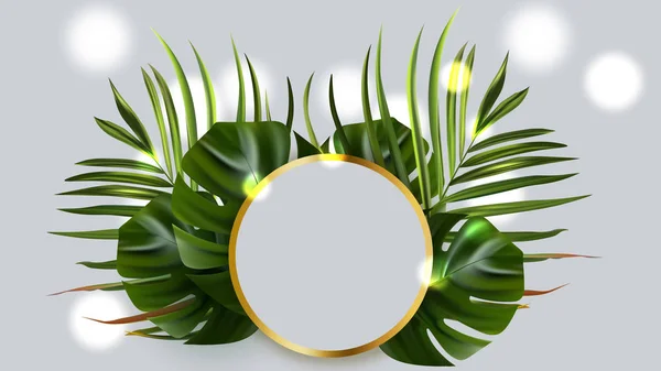 Fond tropical. Papier peint fleur et palmier. Illustration de jungle vectorielle. Bannière arrière-plan tropical vert . — Image vectorielle