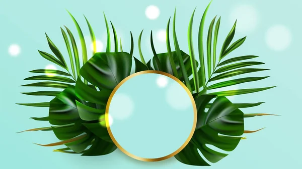 Île tropicale. Papier peint fleur et palmier. Illustration de jungle vectorielle. Bannière île tropicale verte . — Image vectorielle