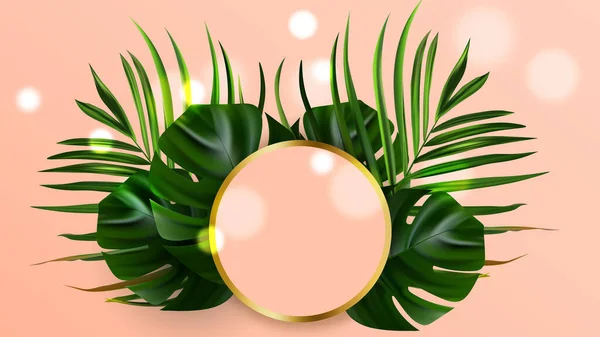 Fond tropical. Papier peint fleur et palmier. Illustration de jungle vectorielle. Bannière arrière-plan tropical vert . — Image vectorielle