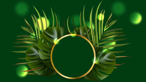 Fleur tropicale. Palmier de jungle et fond tropique. Illustration florale vectorielle Bannière fleur tropicale verte . — Image vectorielle