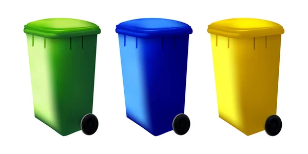Contenedor aislado de basura. Basurero de la calle. Set de sistema de clasificación reciclado basurero. Colección vectorial . — Vector de stock