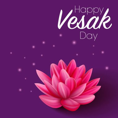 Vesak Günü kutlaması. Buda günü ve lotus gerçekçi vektör illüstrasyonu.
