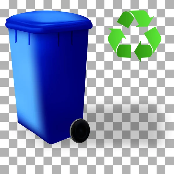 Recyklovaný symbol a třídící nádoba. Sada recyklovaných barevných popelnic. Popelnice izolované kontejnery. Kolekce vektorů. — Stockový vektor