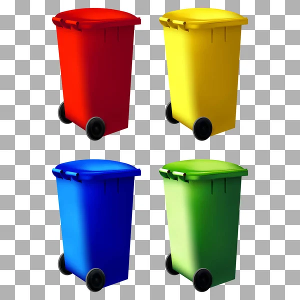 Mülleimer isoliert Container. Mülleimer auf der Straße. Set von Recycling-Sortiersystem Mülleimer. Vektorsammlung. — Stockvektor