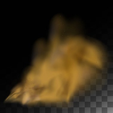 Sis şehri, çöl kum fırtınası, bulut bayrağı ve kumların uçuşunu kokla. Sis kokusu gerçekçi doku vektörü çizimi izole.