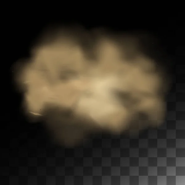 Nuage de poussière, tornade de sable avec saleté, odeur de smog, nuage de poussière avec particules. Vecteur réaliste isolé sur un air de fond transparent avec des particules de poussière ou de saleté . — Image vectorielle