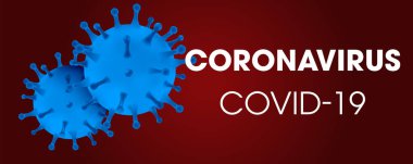 Roman Coronavirus Covid-19 tıbbi enfeksiyon. Virüs koruması kırmızı üzerine kovid19 molekül. Tehlikeli Asya ncov corona virüsü salgın risk arka plan tasarımı.