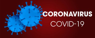 Roman Coronavirus Covid-19 tıbbi enfeksiyon. Virüs koruması kırmızı üzerine kovid19 molekül. Tehlikeli Asya ncov corona virüsü salgın risk arka plan tasarımı.