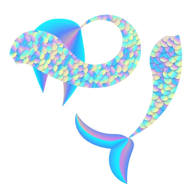 Mermaid Cartoon holographischer Schwanz. Pailletten Textur. Funkeln Mädchen Glitzerhintergrund. Bunte Meerjungfrau Pailletten Textur — Stockvektor