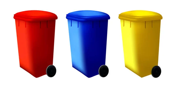 Recipiente isolado de lixo. Caixote do lixo da rua. Conjunto de lixeira sistema de triagem reciclado. Colecção vetorial . — Vetor de Stock