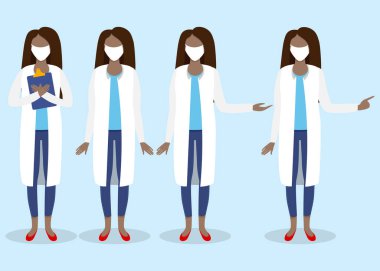 Koronavirüsle savaştığınız için teşekkürler doktor. Kadın doktorlar, düz bir hastane çalışanı, tıbbi bir iş. nCov-19 virüsü.