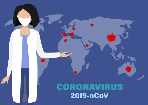 Coronavirus outbreak, COVID-19 vector-illustration symptoms infection, influenza background with dangerous flu strain cases as pandemic medical health, risk concept with disease cells. — 图库矢量图片
