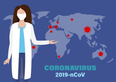 Coronavirus salgını, COVID-19 vektör ilüstrasyon semptomları enfeksiyon enfeksiyonu, salgın hastalık gibi tehlikeli grip salgını vakalarıyla grip geçmişi, hastalık hücreleriyle risk konsepti.