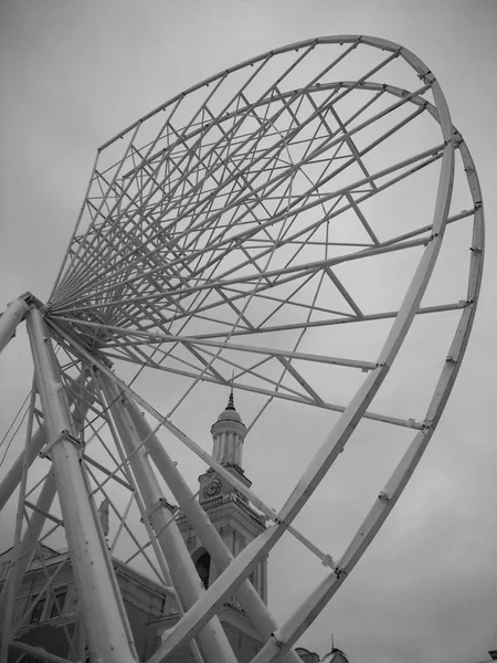 New Year Christmas 2018 Celebration Kontractova Square Ferris Wheel Kyiv — Stock Photo, Image