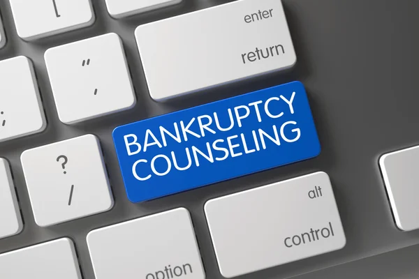 Keyboard with Blue Key - Bankruptcy Counseling. 3D. — Stock Photo, Image