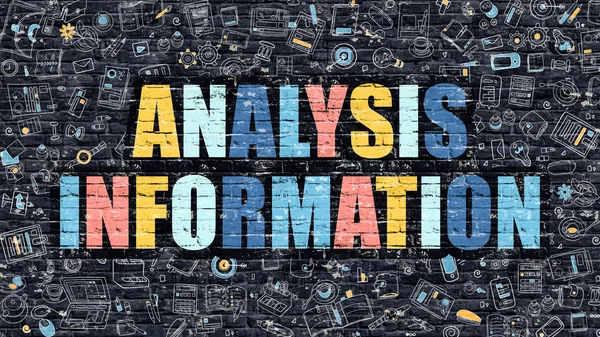 Multicolor Analysis Information on Dark Brickwall. Doodle Style. — Stock Photo, Image