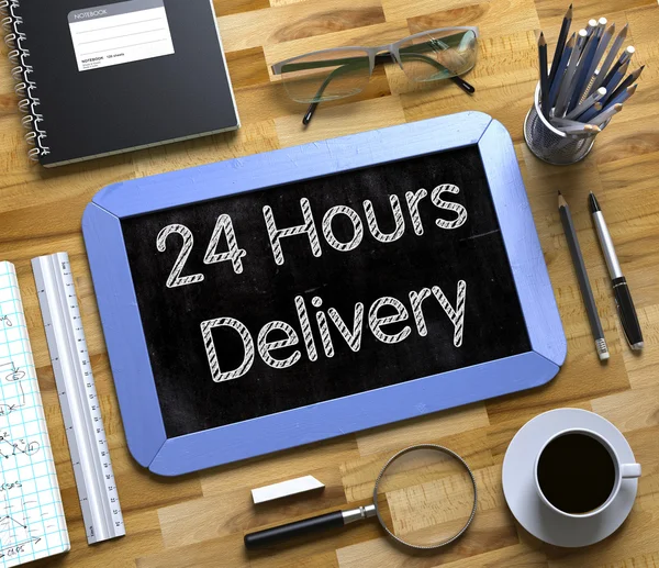 Small Chalkboard with 24 Hours Delivery. 3D. — Stock Photo, Image