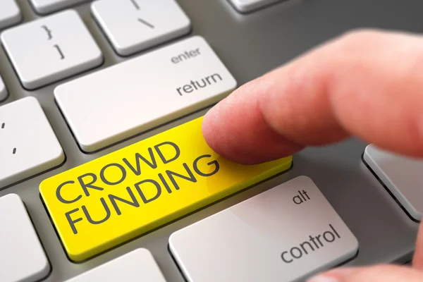 Crowd Funding - Concepto moderno de teclado para computadora portátil. 3D . —  Fotos de Stock