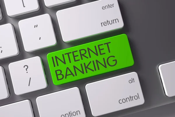 Grön Internet Banking knappsats på tangentbordet. 3d. — Stockfoto
