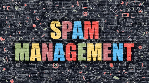 Spam Management Konzept. Bunt auf dunklem Mauerwerk. — Stockfoto