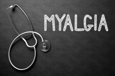 Chalkboard üzerinde Miyalji Kavramı. 3d İllüstrasyon.