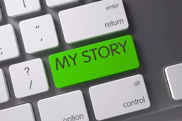 Tastiera con chiave verde - La mia storia. 3D . — Foto Stock