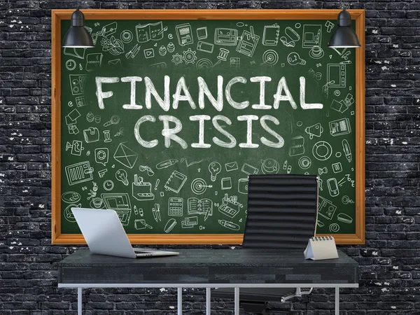 Finanzkrise auf Kreidetafel im Büro. 3d — Stockfoto