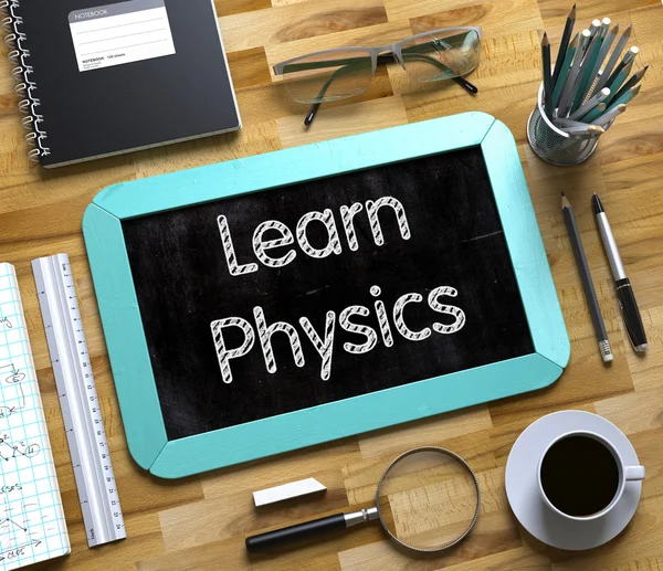 Liten Chalkboard med lär fysik begrepp. 3d — Stockfoto