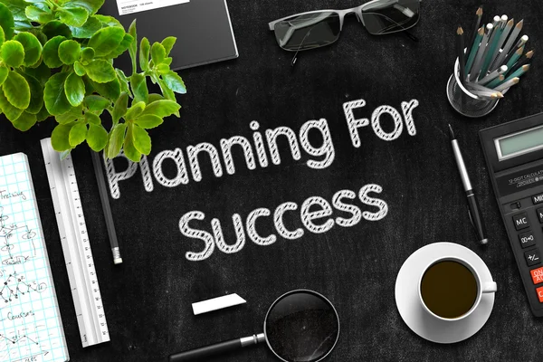 Planning For Success on Black Chalkboard. 3D Rendering. — Stock Photo, Image