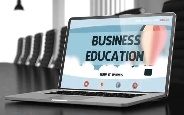 Business Education op laptop in conferentiezaal. 3d — Stockfoto