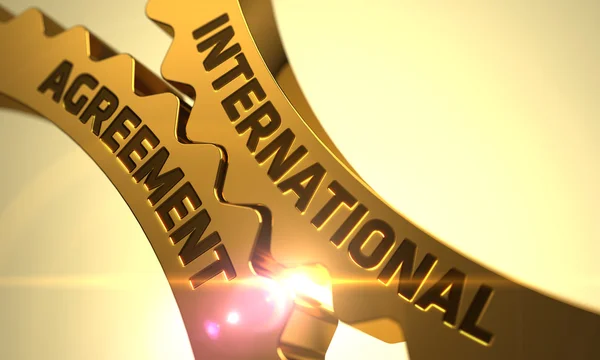 Internationale overeenkomst over Golden COG Gears. 3d — Stockfoto