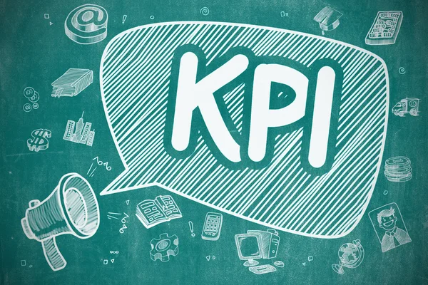 KPI - Hand Drawn Illustration on Blue Chalkboard. — Stock Photo, Image