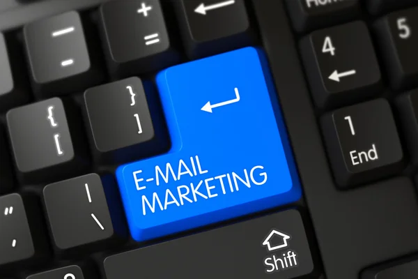 E-Mail Marketing Primer plano del teclado azul. 3D — Foto de Stock