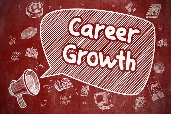 Career Growth - Doodle Illustration on Red Chalkboard.