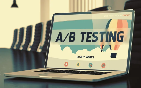 Ab 测试 - 在笔记本电脑屏幕上。特写。三维 — 图库照片