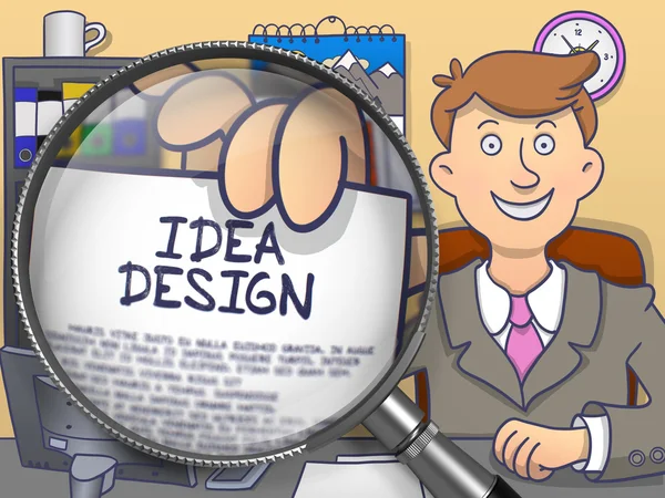 Ideia Design através de Lupa. Estilo Doodle . — Fotografia de Stock