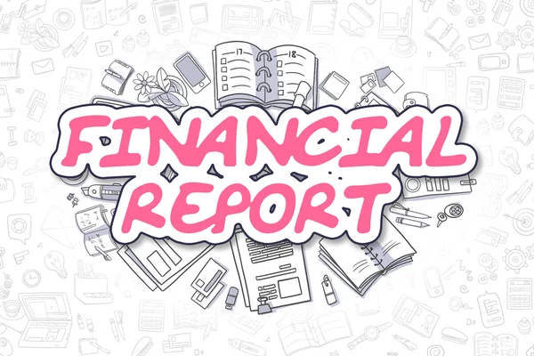 Financial Report - Doodle Magenta Text (en inglés). Concepto de negocio . — Foto de Stock