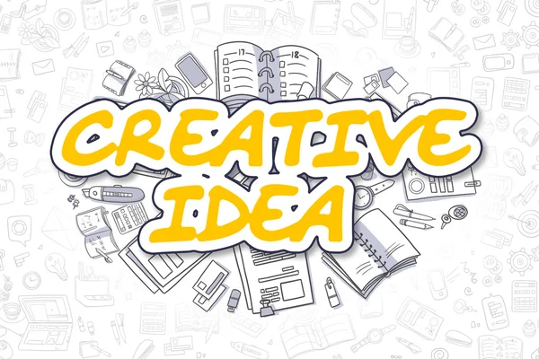 Ideia criativa - Doodle Yellow Text (em inglês). Conceito de negócio . — Fotografia de Stock