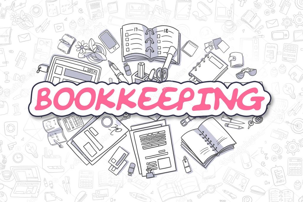 Bookkeeping - Cartoon Magenta Text. Business Concept.